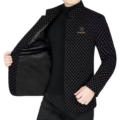 Men’s Trendy Checkered Warm Jacket with Pockets