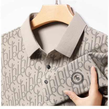 Men's Letter Print Lapel Long Sleeve Shirt（50% OFF）