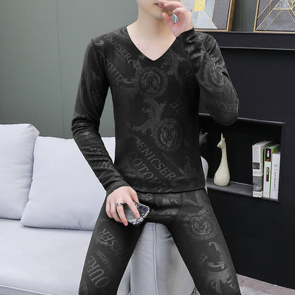 Men's V-Neck Breathable Thermal Underwear Set