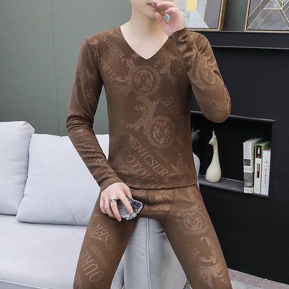 Men's V-Neck Breathable Thermal Underwear Set