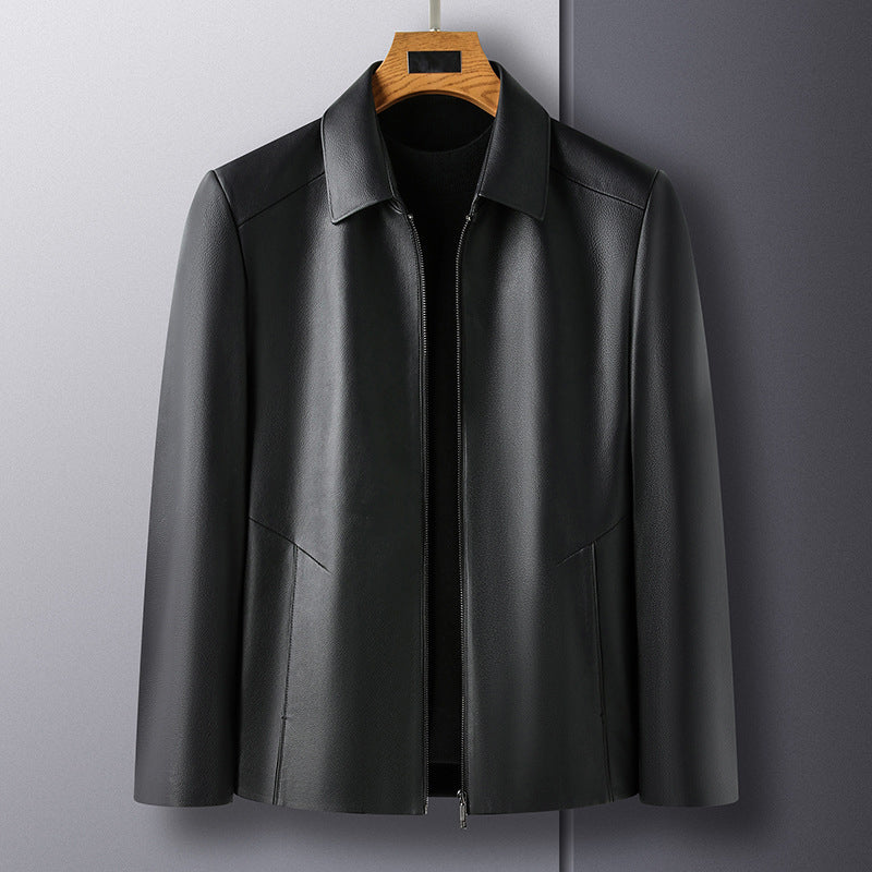 Men's Casual Business Lapel PU Leather Jacket