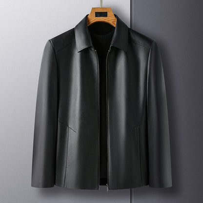 Men's Casual Business Lapel PU Leather Jacket