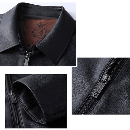 Men's Casual Business Lapel PU Leather Jacket