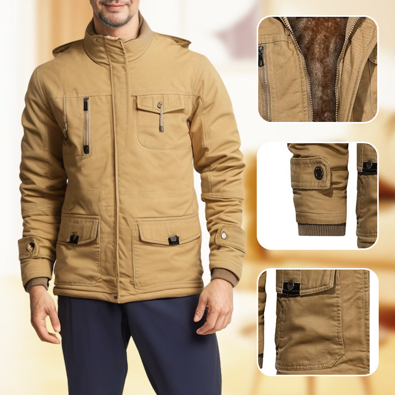 Men’s Winter Cargo Jacket with Hood