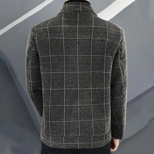 ✨New Arrival✨Men's Fashion Plaid Warm Lapel Jacket（50% OFF）