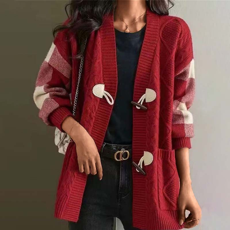 Vintage Plaid Knitted Cardigan